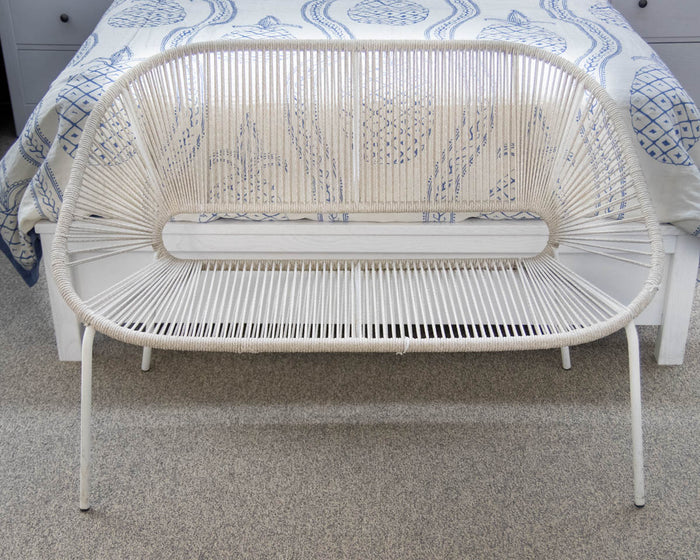 Mid-Century Modern Style Cord Wrapped Settee on Metal Frame