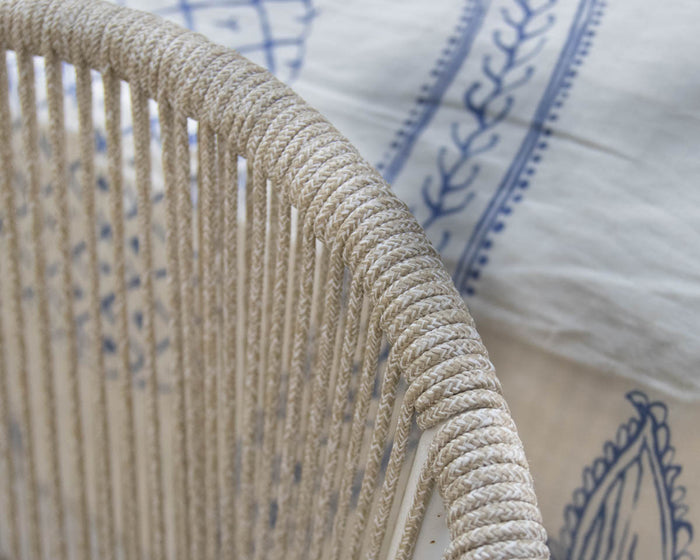 Mid-Century Modern Style Cord Wrapped Settee on Metal Frame