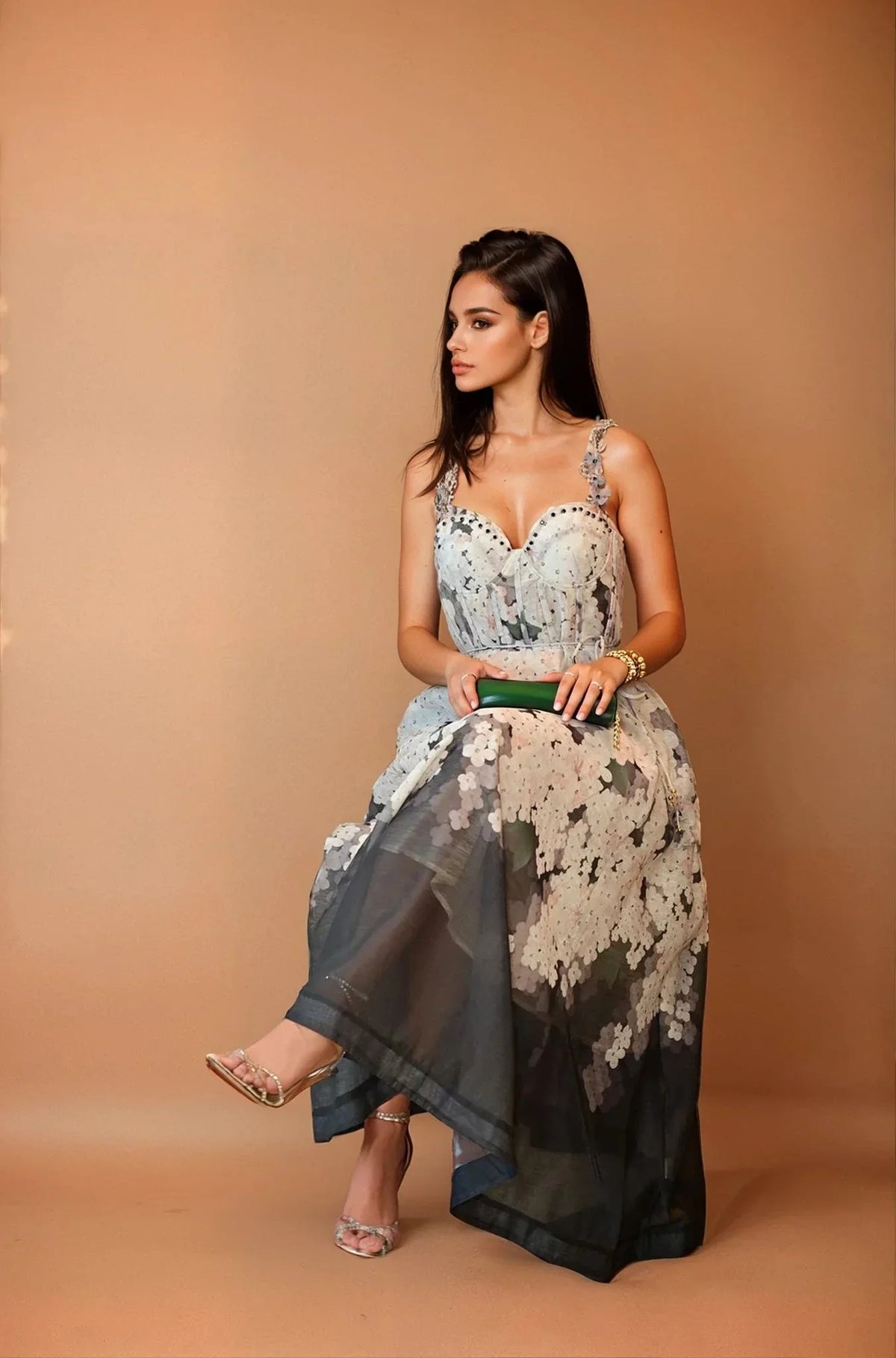 Midnight Bloom Corset Maxi Dress