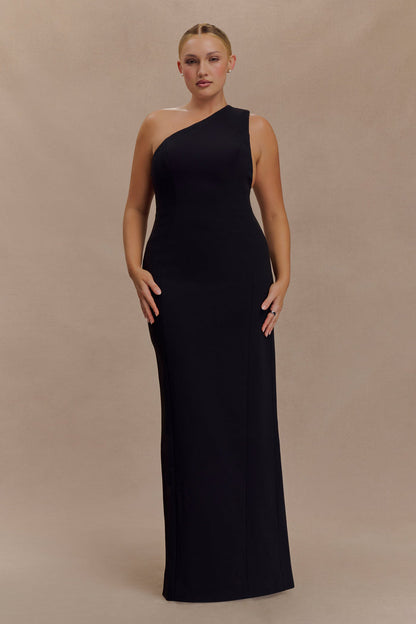 Milena One Shoulder Crepe Maxi Dress - Black