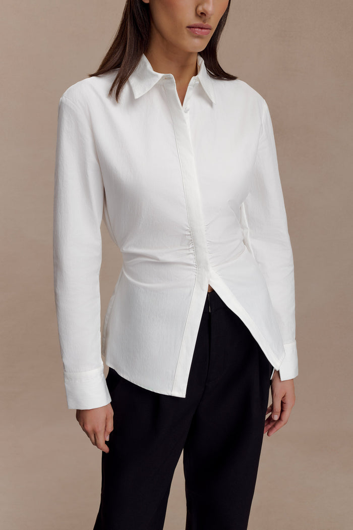 Millie Tie Back Cotton Shirt - White