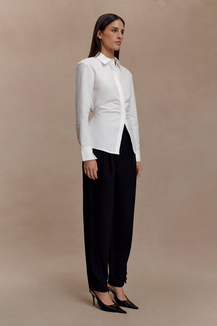 Millie Tie Back Cotton Shirt - White
