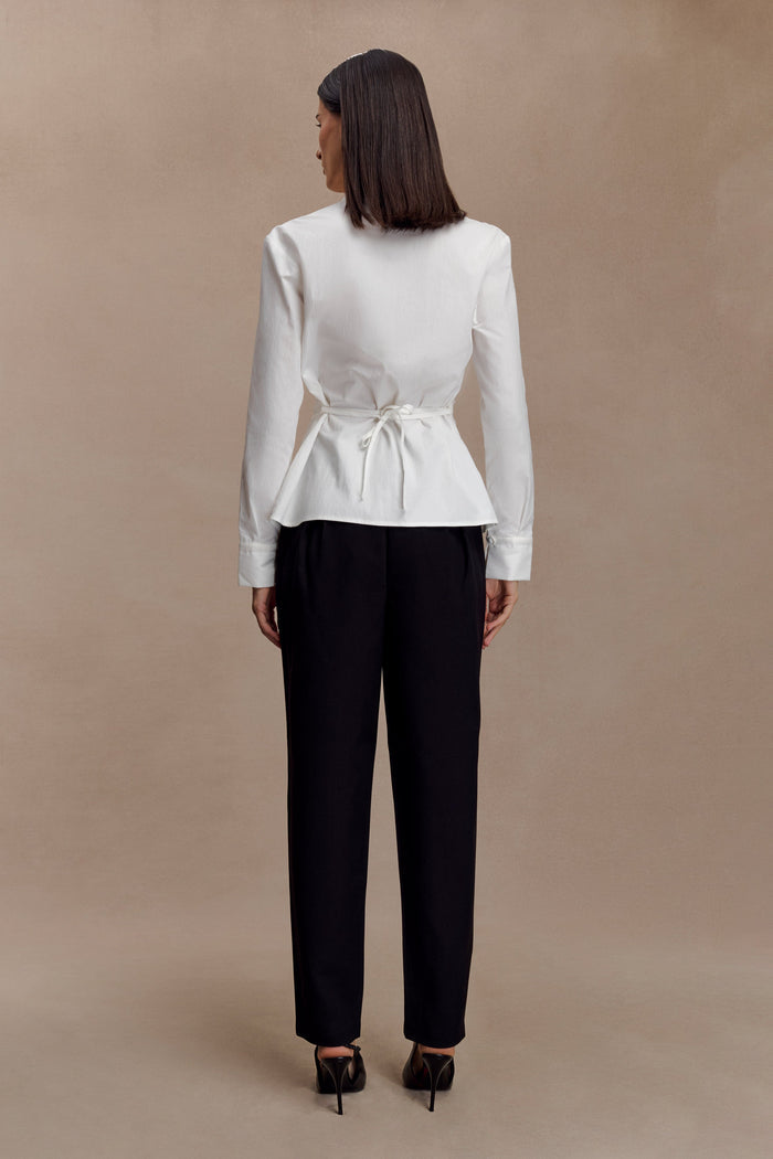 Millie Tie Back Cotton Shirt - White