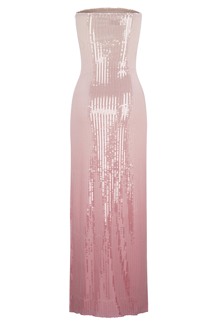 Miranda Strapless Sequin Maxi Dress - Ombre Pink