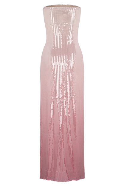 Miranda Strapless Sequin Maxi Dress - Ombre Pink