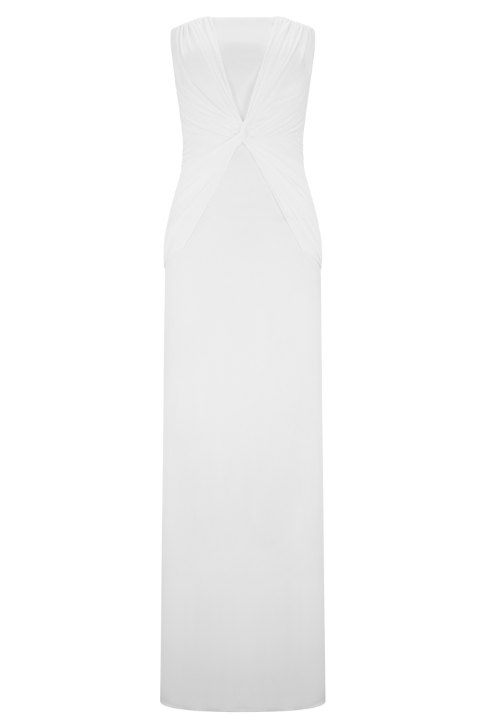 Mirren Strapless Slinky Maxi Dress - White