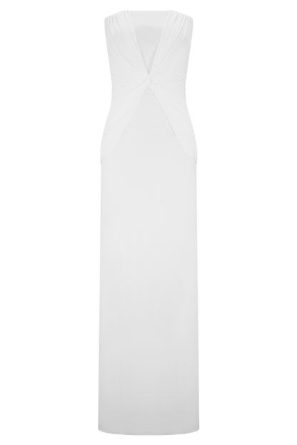 Mirren Strapless Slinky Maxi Dress - White
