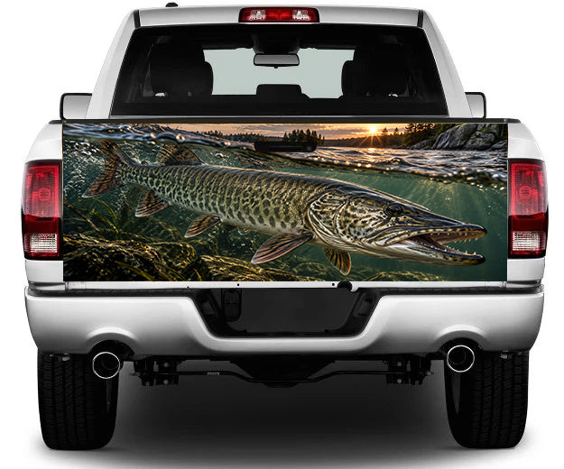 Monster Muskie Fishing Tailgate Wrap Vinyl Graphic Decal Sticker
