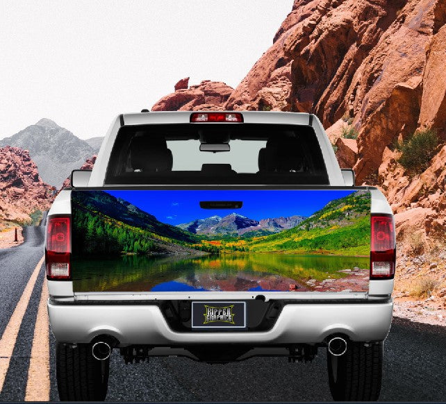 Mountain Reflection Lake Tailgate Wrap Vinyl Graphic Decal Sticker