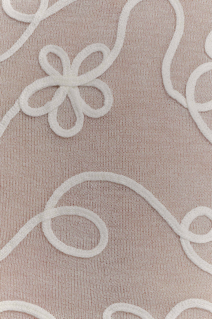 Omari Embroidery Long Sleeve Knit Top - Ivory