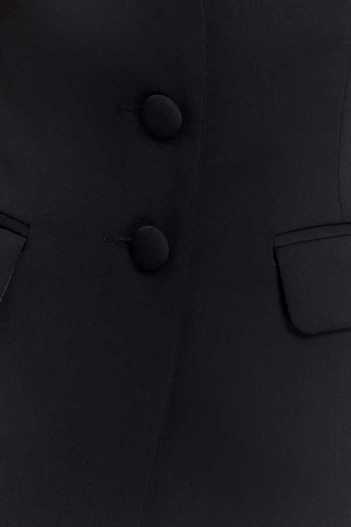 Opal Puff Sleeve Suiting Top - Black