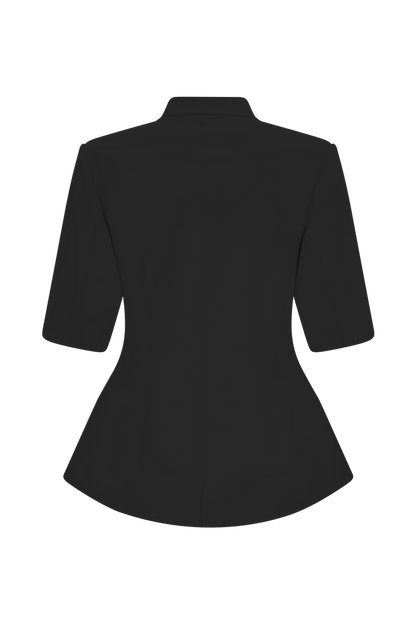 Opal Puff Sleeve Suiting Top - Black