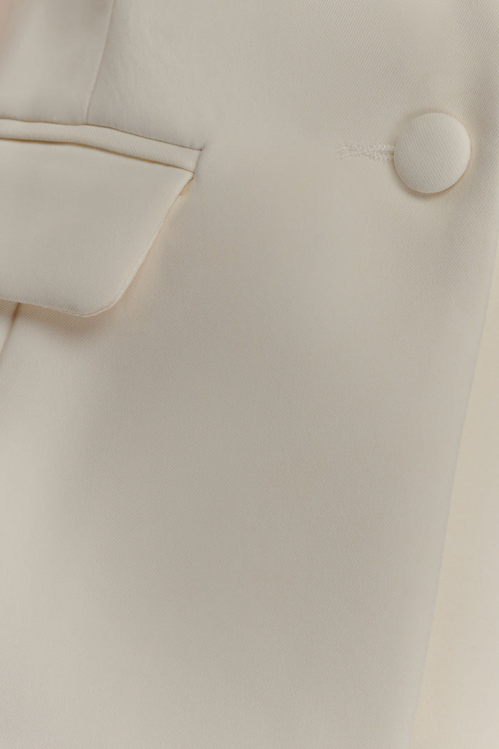 Opal Puff Sleeve Suiting Top - Ivory