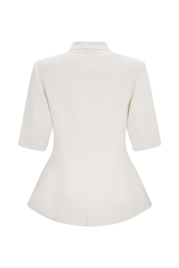 Opal Puff Sleeve Suiting Top - Ivory
