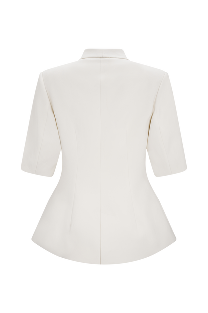 Opal Puff Sleeve Suiting Top - Ivory