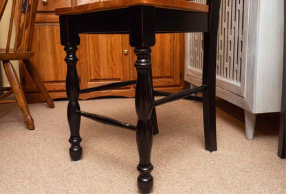 Pair Of Cherry Seat Black Finish Counter Stools