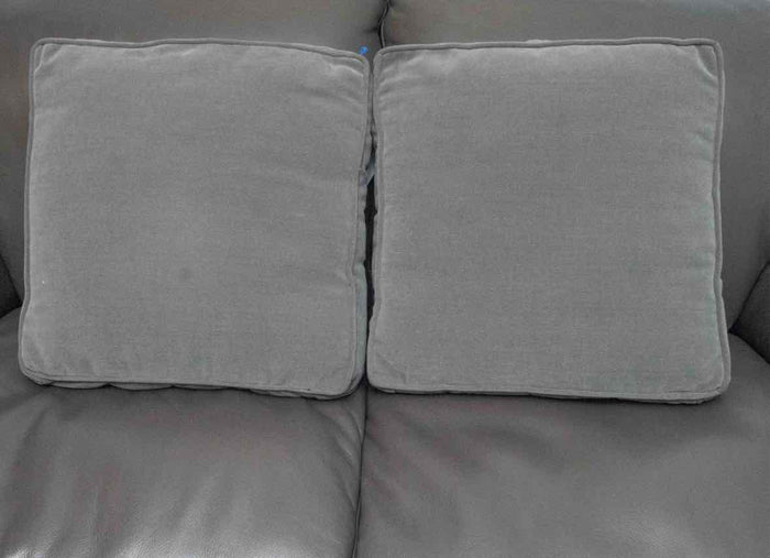 Pair Of Grey Velour Square Accent Pillows