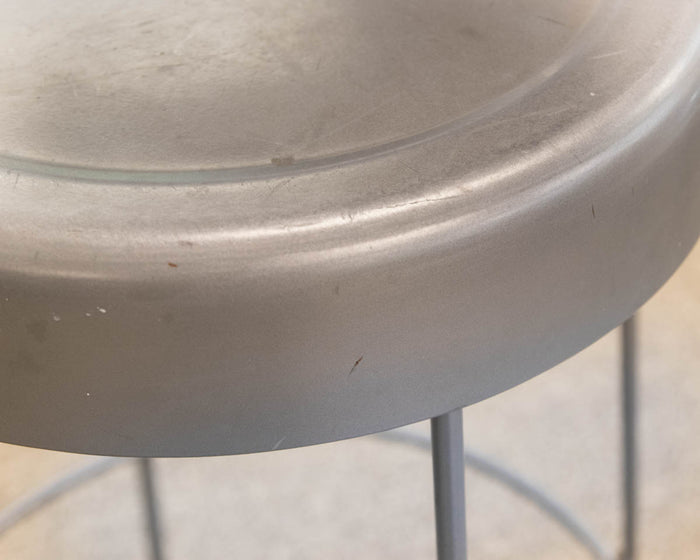 Pair of Silver Finish Metal Counter Stools