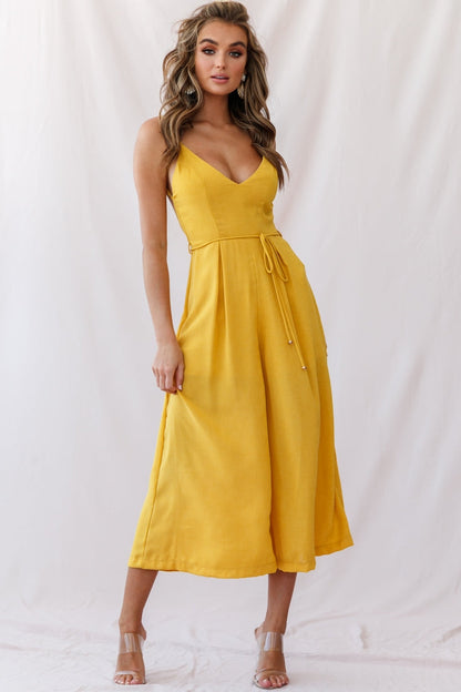 Brighton Low Back Wide Leg Jumpsuit Mustard