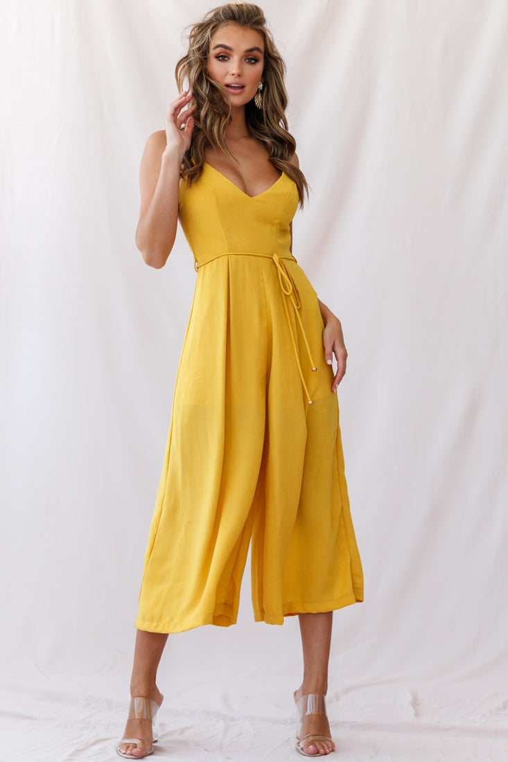 Brighton Low Back Wide Leg Jumpsuit Mustard