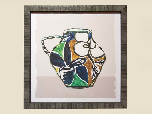 'Picasso Vase II' Print In Grey Wash Black Frame