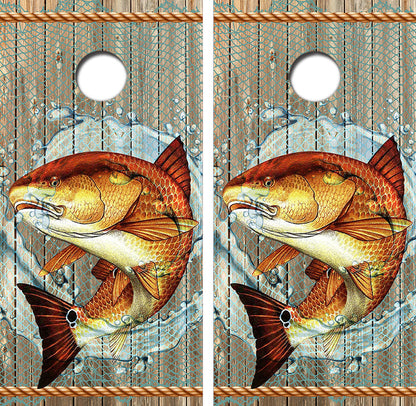 Red Fish Cornhole Design
