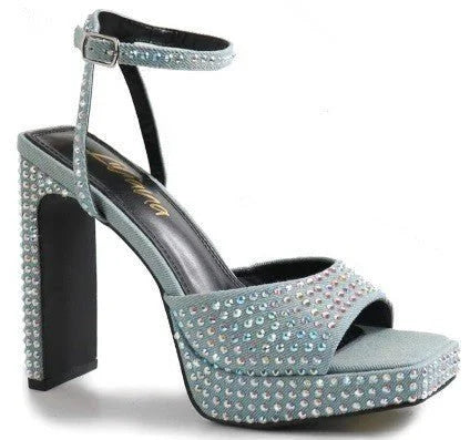 Rhinestone Platform Dress Shoes (Denim)