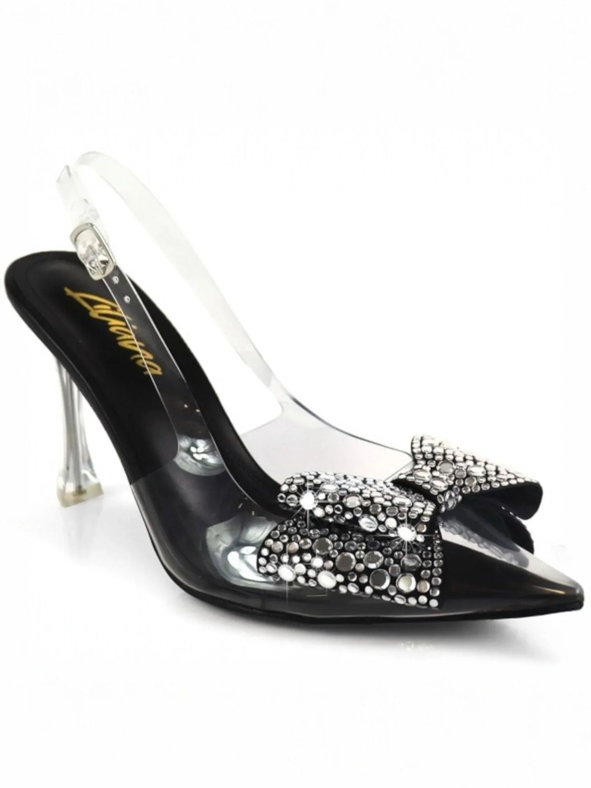 Sakina Crystal Bow Heels Black