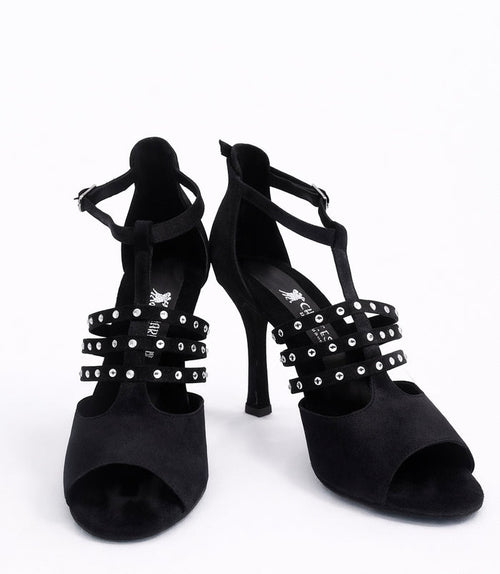 Sandales à talons noires à brides et strass - Style chic & moderne