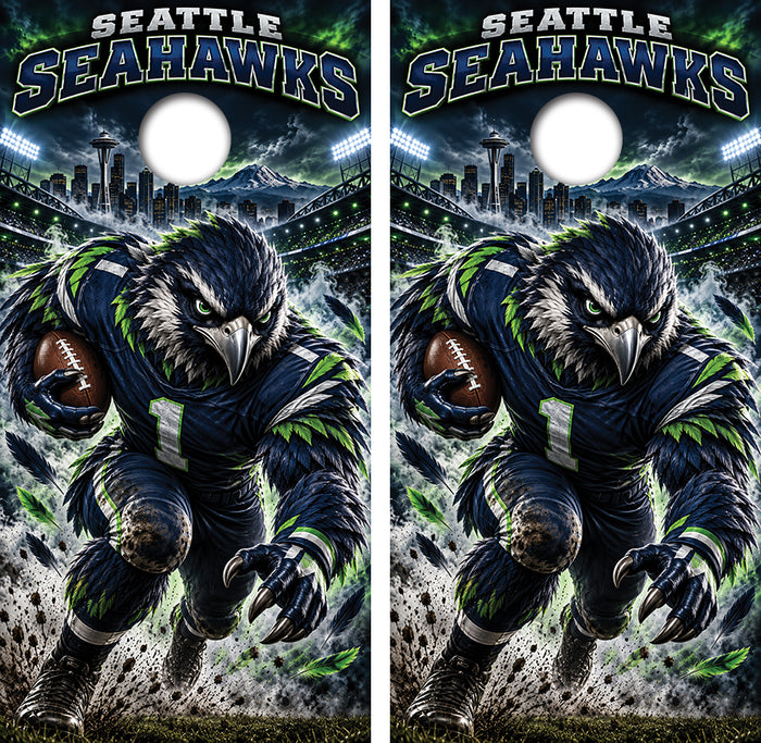 Seattle Seahawks Football Inspired Cornhole Design