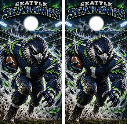 Seattle Seahawks Football Inspired Cornhole Design