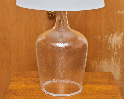 Seeded Glass French Wiring With Linen Shade Table Lamp