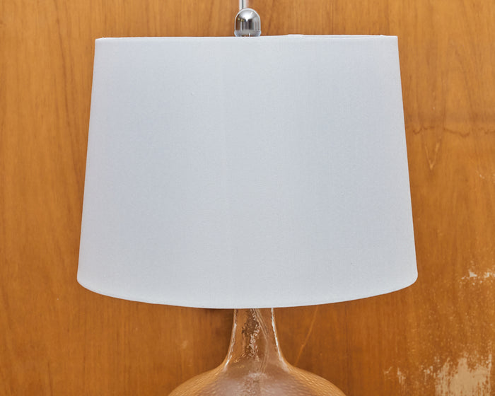 Seeded Glass French Wiring With Linen Shade Table Lamp