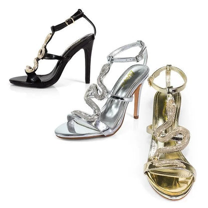 Serpentina Melissa Crystal Stiletto Heels Silver