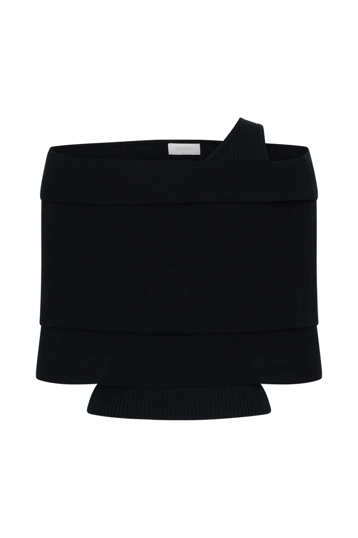 Sierra Asymmetrical Cashmere Blend Knit Top - Black