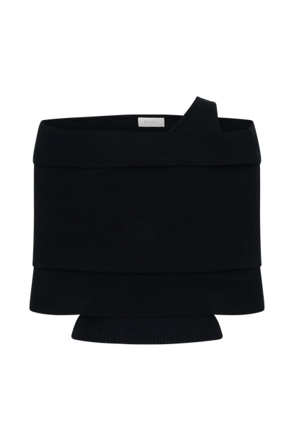 Sierra Asymmetrical Cashmere Blend Knit Top - Black