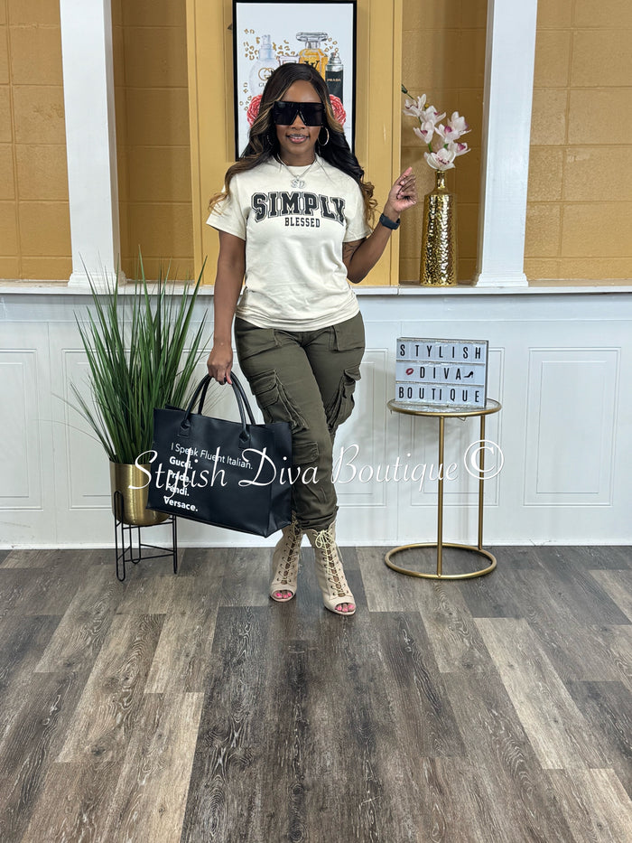 Simply Blessed Graphic Tee (Black Print)