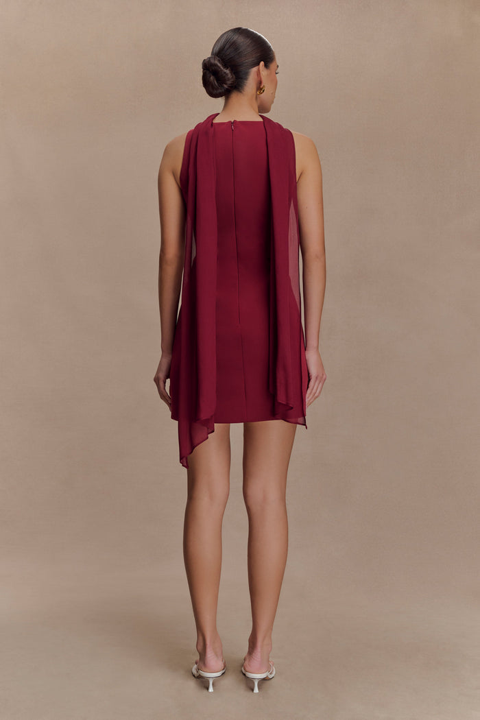 Skyler Suiting Embroidered Mini Dress - Wine