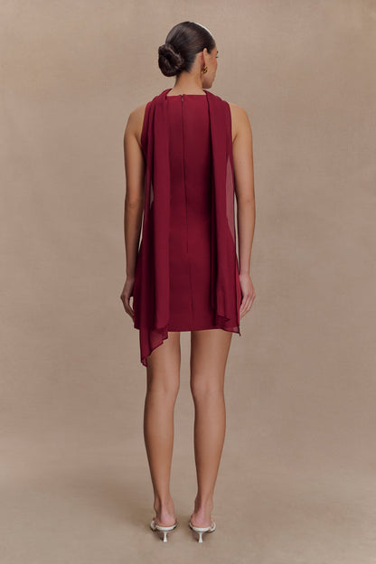 Skyler Suiting Embroidered Mini Dress - Wine