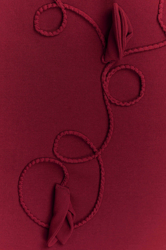 Skyler Suiting Embroidered Mini Dress - Wine