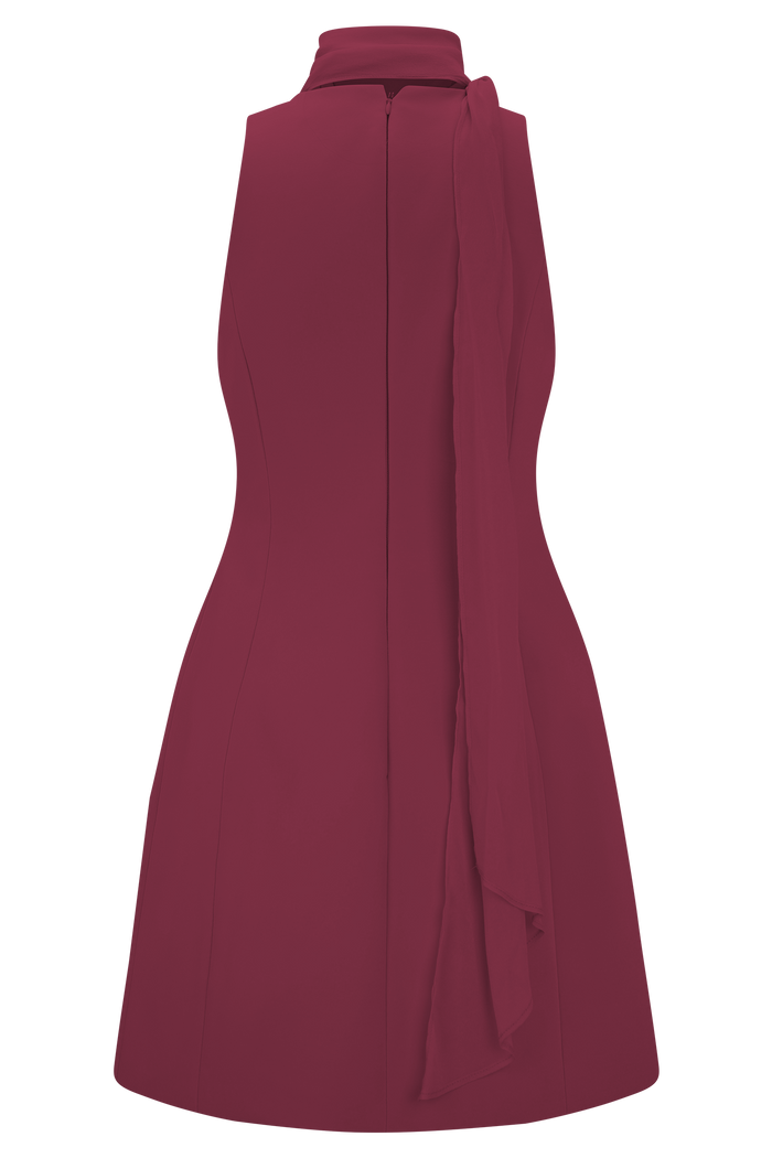Skyler Suiting Embroidered Mini Dress - Wine
