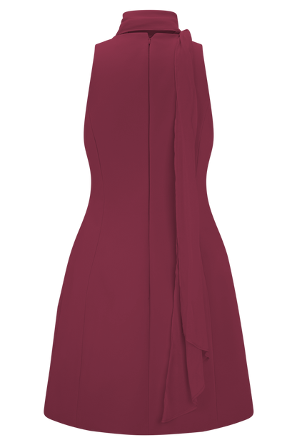 Skyler Suiting Embroidered Mini Dress - Wine