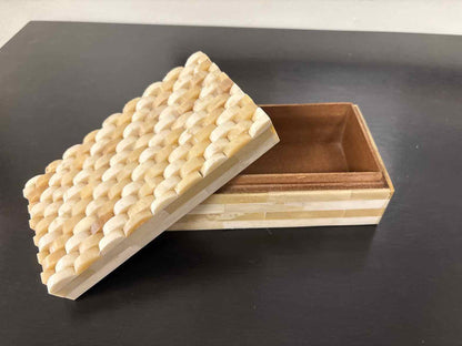 Small Decorative Box with Bone Inlay and Raised Top