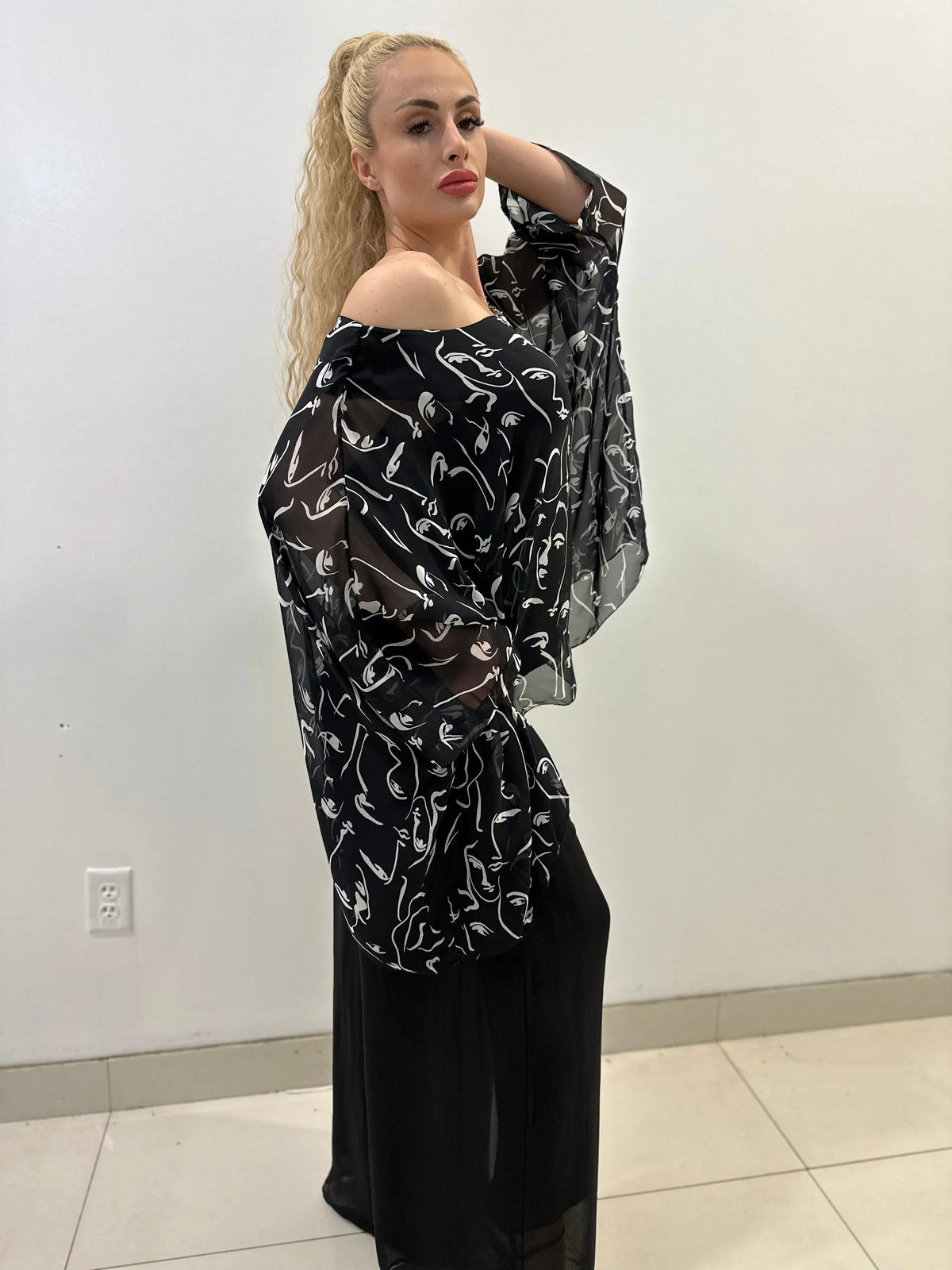 Splendida Silky Italian Black Blouse