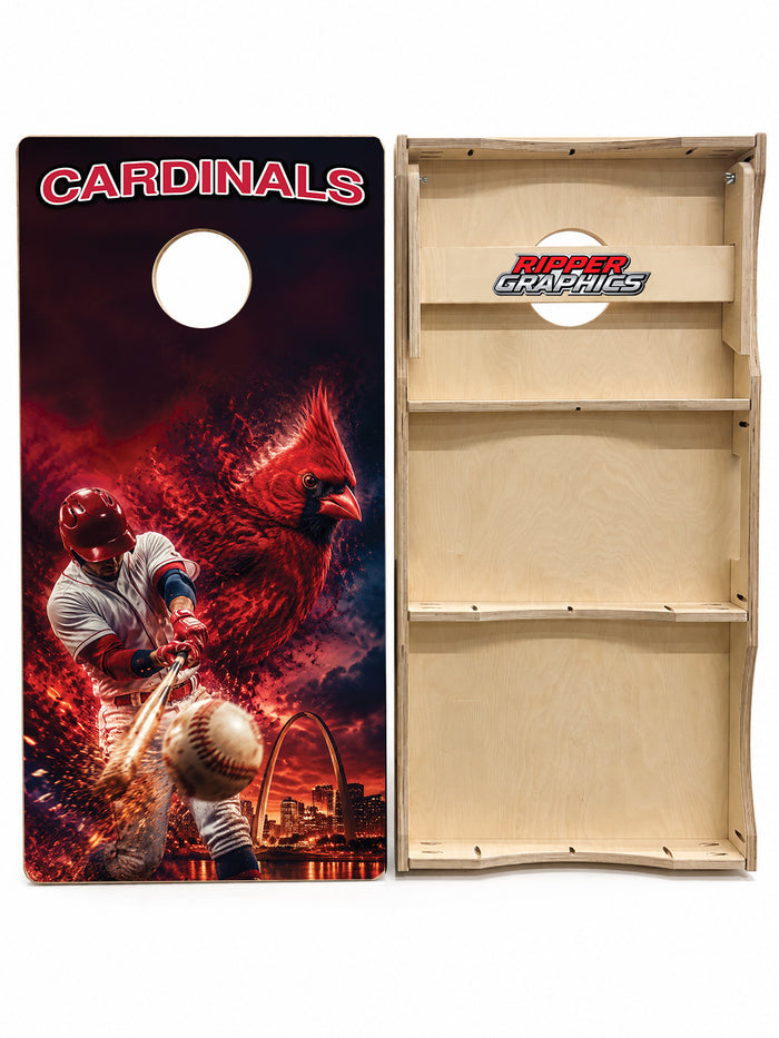 St Louis Cardinals Baseball Inspired Cornhole Design