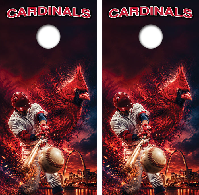 St Louis Cardinals Baseball Inspired Cornhole Design