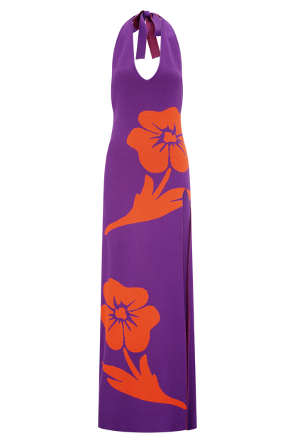 Stacy Knit Halter Maxi Dress - Purple/Red