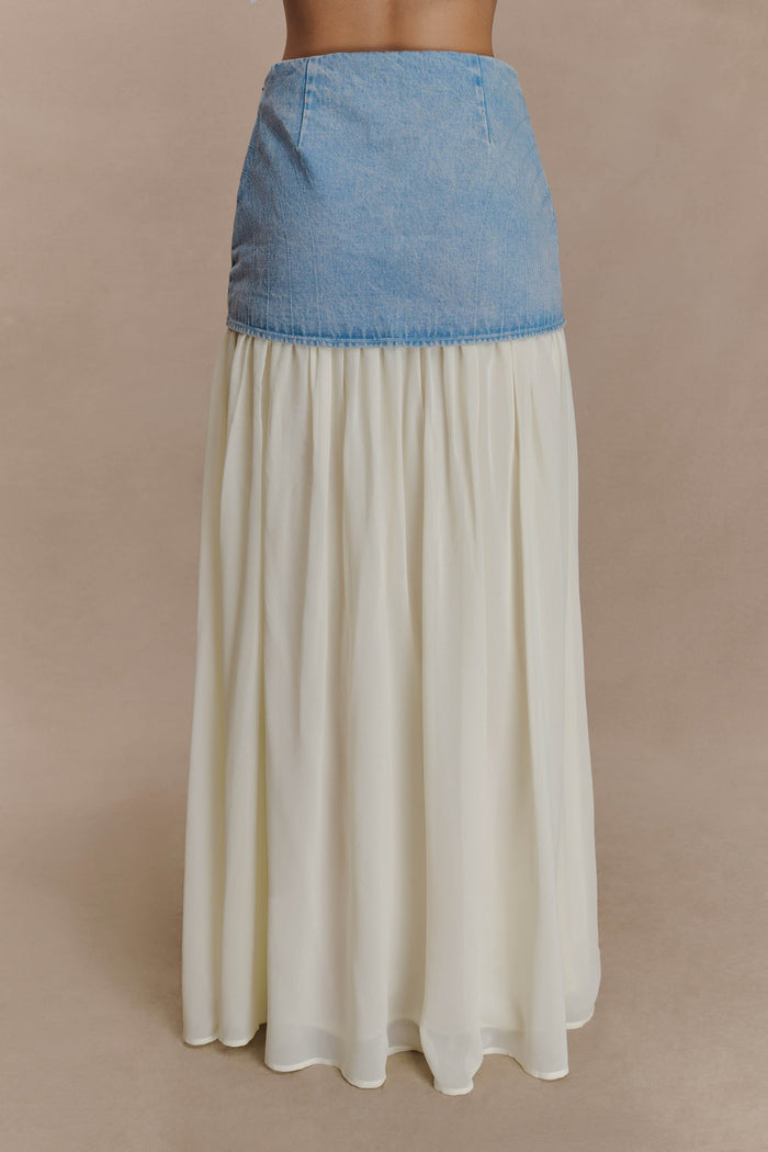Tully Chiffon Denim Maxi Skirt - 80'S Blue