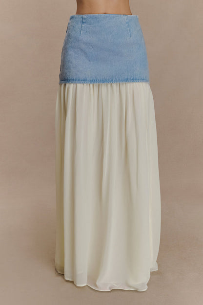 Tully Chiffon Denim Maxi Skirt - 80'S Blue