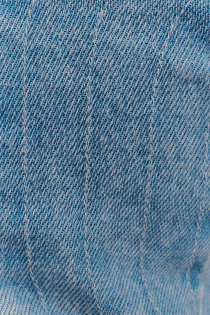 Tully Strapless Topstitch Denim Top - 80'S Blue
